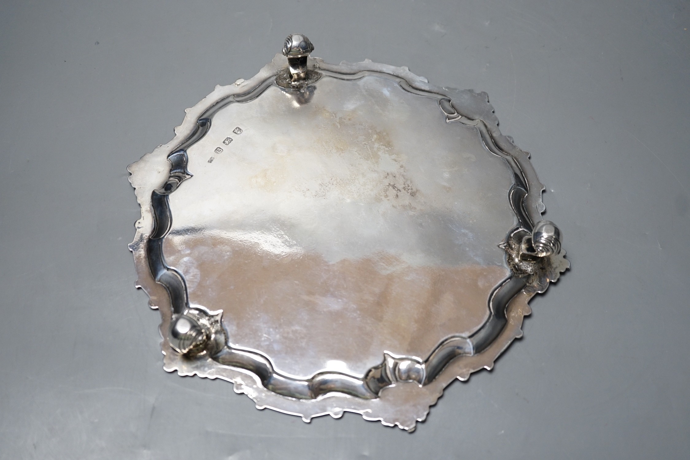 A late George II silver shaped circular salver, James Morrison, London, 1757, 25.6cm, 19.2oz.